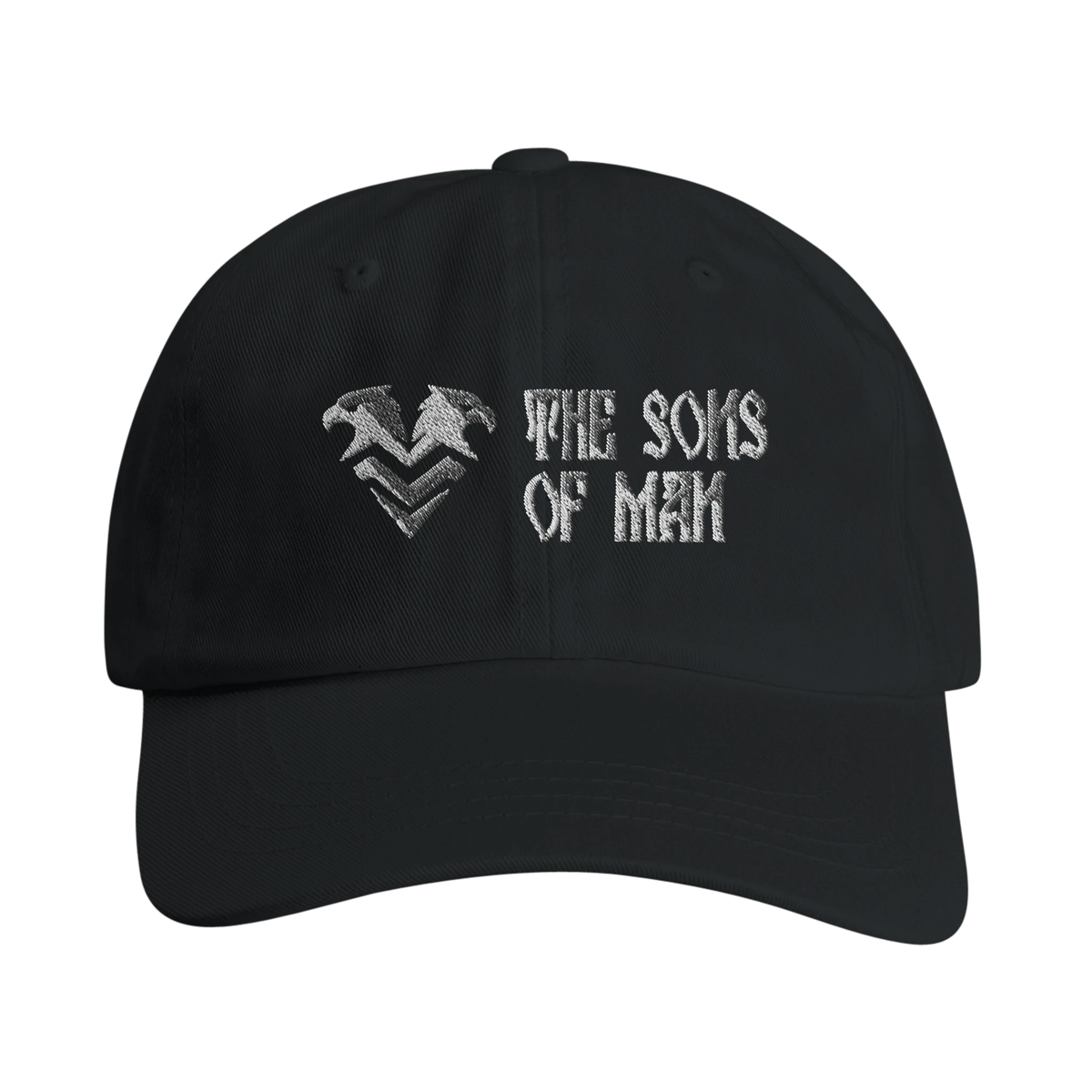 Twin Eagle Crest Dad Hat in black – tonal double-headed eagle over The Sons of Man chevron, embroidered