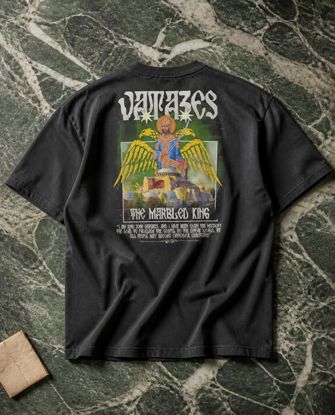 Vatatzes "The Marbled King" Tee, lifestyle photo – The Sons of Man