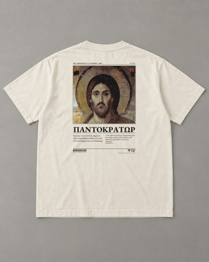 Pantokrator "Sinai" Tee in Faded Bone (back) – Orthodox Christian t-shirt by The Sons of Man