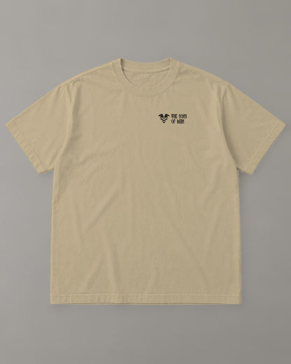 Agion Oros "Holy Mountain" Tee in Faded Khaki (front) – Orthodox Christian t-shirt by The Sons of Man