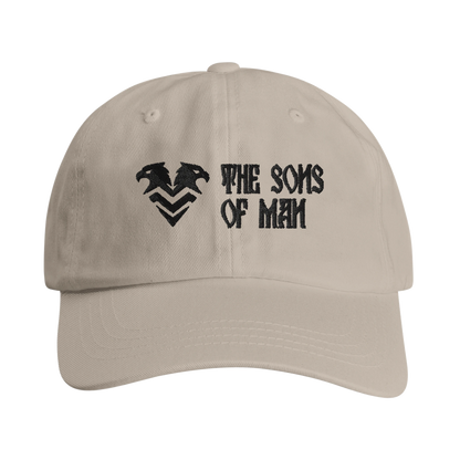 Twin Eagle Crest Dad Hat in stone – tonal double-headed eagle over The Sons of Man chevron, embroidered