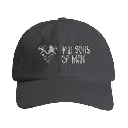 Twin Eagle Crest Dad Hat in dark grey – tonal double-headed eagle over The Sons of Man chevron, embroidered